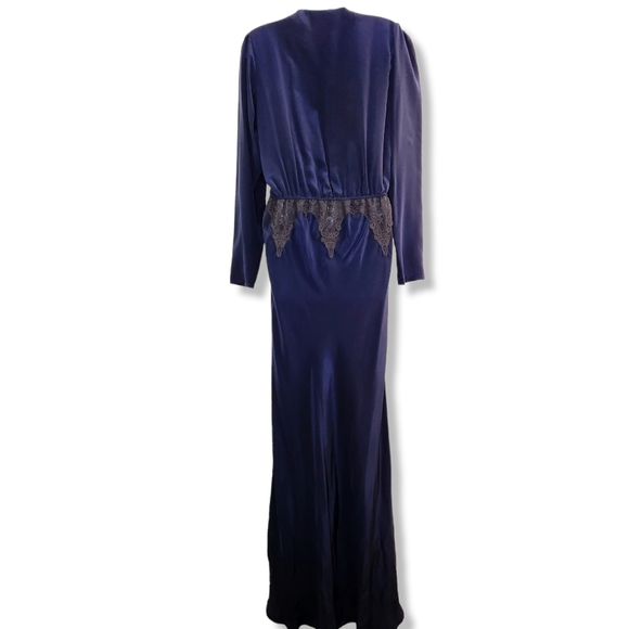 Stone Cold Fox Silk Navy Blue Custom Alabama Gown Maxi Dress Size M/L Black - Picture 4 of 9
